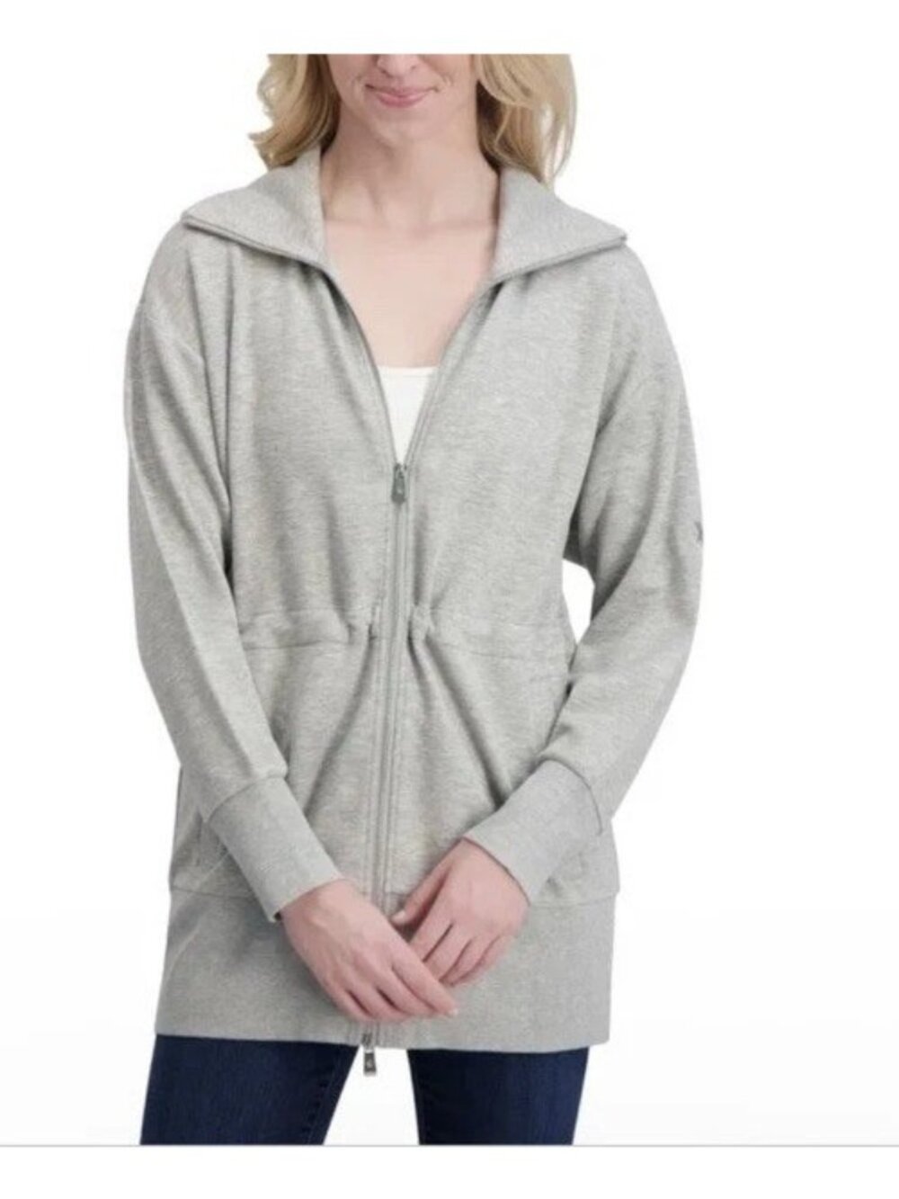 NWT Converse Women's L Full-Zip Heather Gray LonglineJacket  F1208